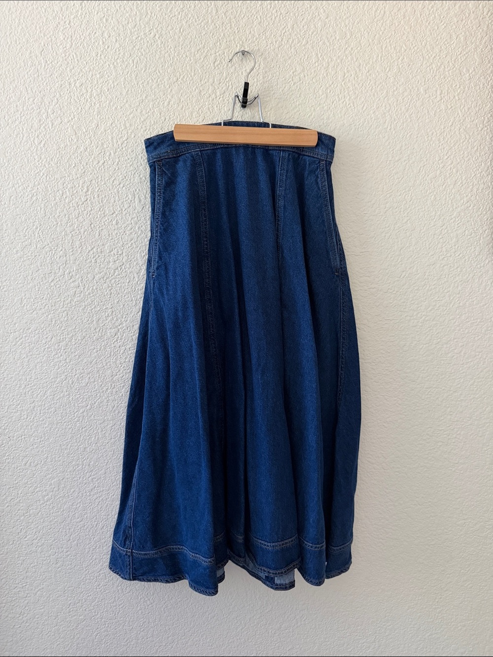 Classic Dark Blue Denim Midi Skirt